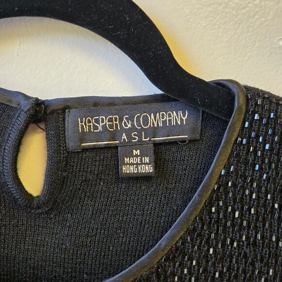 Vintage Kasper Knit Beaded Shell Cami Tank Top Black Witchy Goth Whimsigoth - Picture 3 of 7